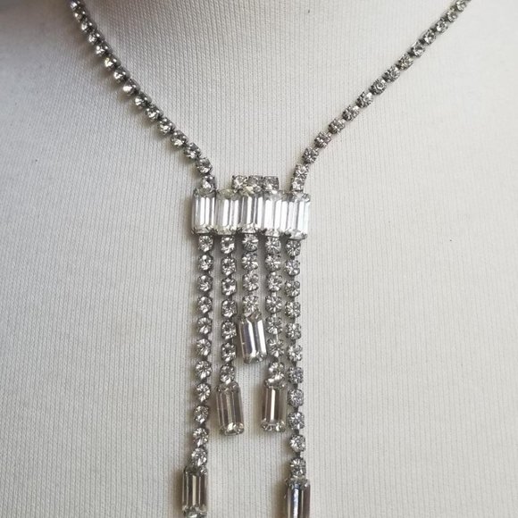 VINTAGE ART DECO UNIQUE RHINESTONE NECKLACE - Picture 4 of 4